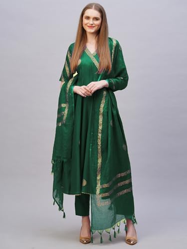Image of ANNI Designer Rayon Blend Women Kurta Set with Pant & Dupatta