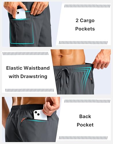 Image of Pudolla Men's Hiking Cargo Shorts with 5 Pockets Lightweight Casual Shorts