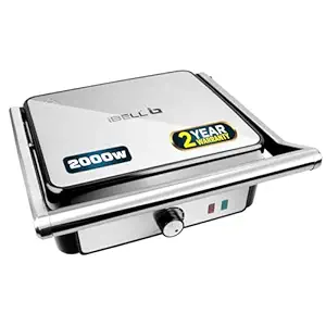 iBELL SM1320G Sandwich Maker Grill and Toast Electric, 2000W, Big Size Fits 4 Bread Slices, Thermostat Knob (Silver, 34 x 34 x 12 cm)