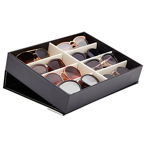 8 Slot Sunglasses Display Case For Multiple Eyeglasses, Sunglass Storage Case For Women, Men, Black (12.6 X 9.8 In) #TOP7