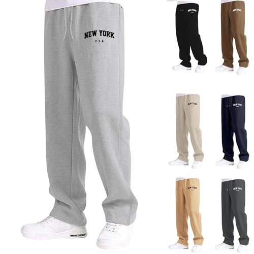 New York Sweatpants for Boys Kids Athletic Joggers Sweat Pants Drawstring Elastic Waist Trousers Girls Wide Leg Pants 4-15T4
