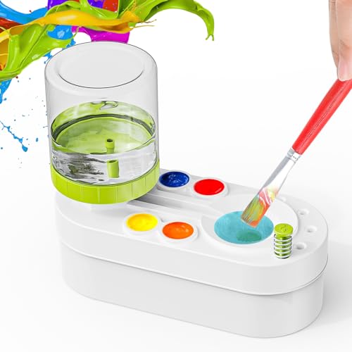 Paint Brush Cleaner, Painting Station Supplies for Kids, Paint brushes Cleaner Tool with Palette,Paint Brush Holder-Paint Brush Rinser for Arylic Paint,WaterColor-Based Paints,Drawing and Art Supplies