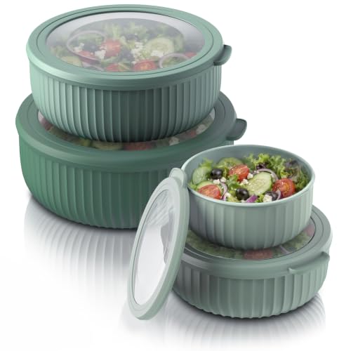 Arendo - Vorratsdosen Set mit Deckel 4er Set - Salatschüssel Rührschüssel - Schüssel Set in verschiedenen Größen lebensmittelecht Spülmaschinen und Mikrowellen geeignet 0 38 bis 2 4 Liter