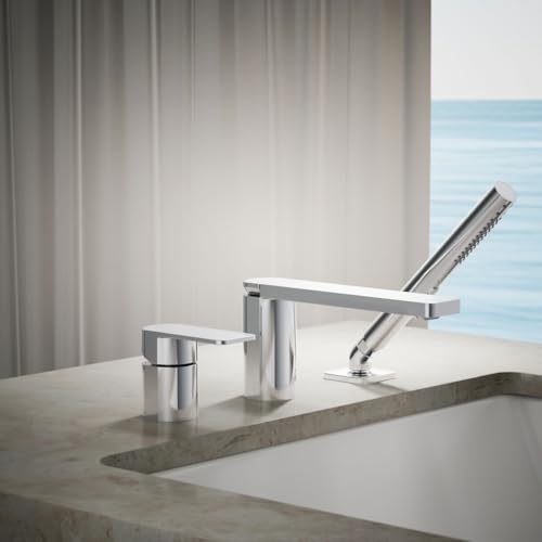 Kohler Parallel Grifería de baño monomando de cubierta con ducha de mano, cromo pulido miniatura 2