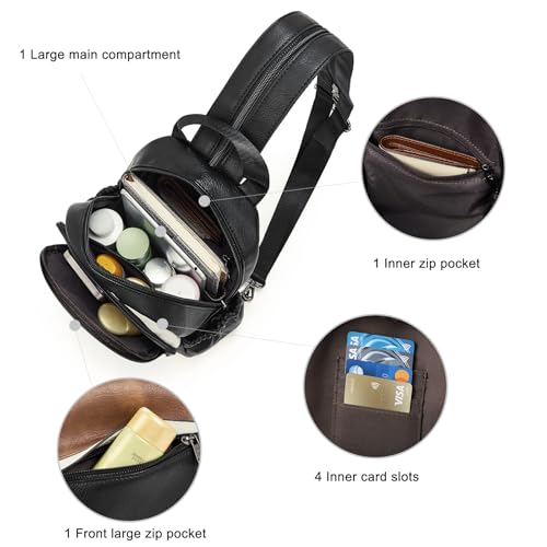 Image of CLUCI Sling Bag for Women Leather Women's Backpack Small Convertible Backpack Purse Crossbody Bag for Travel