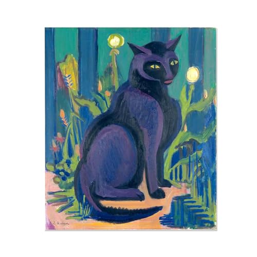 Peinture Le chat noir grande toile murale pour sublimer la décoration de votre salon