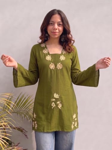 Image of ANNI Designer Cotton Short Kurti for Women | Stylish Kurti | Short Kurti Top | Casual Kurta for Women | Comfortable Cotton Kurtis for Womens