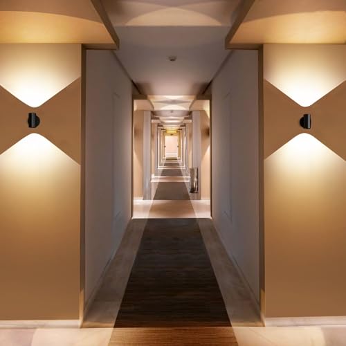 Image of Tubicen Up Down Wall Sconce Indoor Dimmable Movie Theater Lights Hardwired | 7W Bright LED Cylinder Wall Sconces Modern Interior Wall Light for Living Room Home Theater Hallway Stairs 3000K 5.4 inchH Black