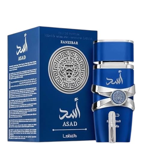 Perfume Asad Zanzibar para Hombres,Fragancia Tropical y Fresca de Verano Eau de Parfum 100ml de Larga Duración+REGALO Atomizador 5ML DRIKANBEST Recargable