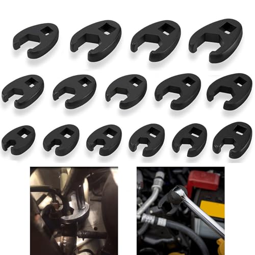 PFXNGMS Open End Crowfoot Wrench Collection Flared Nut Spanner with Storage Case for Auto Repair Ratchets & EXS 15Piece Flared Nut Wrench Set - Image 2