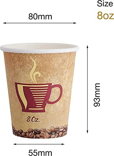 Paper Coffee Cups - 50-Pack Strong Disposable Coffee & Tea Cups (8oz) Recyclable Hot Drink Cups - Lightweight Coffee, Chocolate, Teacups - Elegant Paper Cups for Party, Camping, Picnic, Travel