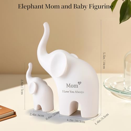 Figura decorativa de elefante madre e hijo 5.5 in miniatura 5