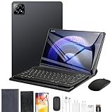 Tablet 3 em 1 com estojo/teclado/mouse/cartão de memória, 10,1 polegadas, Android 14, 16GB de RAM + 512GB de ROM, câmera de 8MP + 16MP, GPS, bateria de 8800mAh,Wi-Fi Edition (preto)