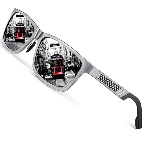 Rocknight Polarized UV Protection Men's Sunglasses Wayfarer Full Frame Silver Mirror Sunglasses Outdoor Fashion Style