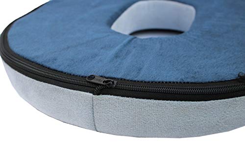 Image of ZAXTY Donut Ring Pillow Coccyx Cushion for Piles Haemorrhoid Coccyx Sciatica Tailbone Back Pain Fistula Prostate Post Natal Pain Relief Chair & Car Seat Comfort Cushion Home /Office |Blue|Universal