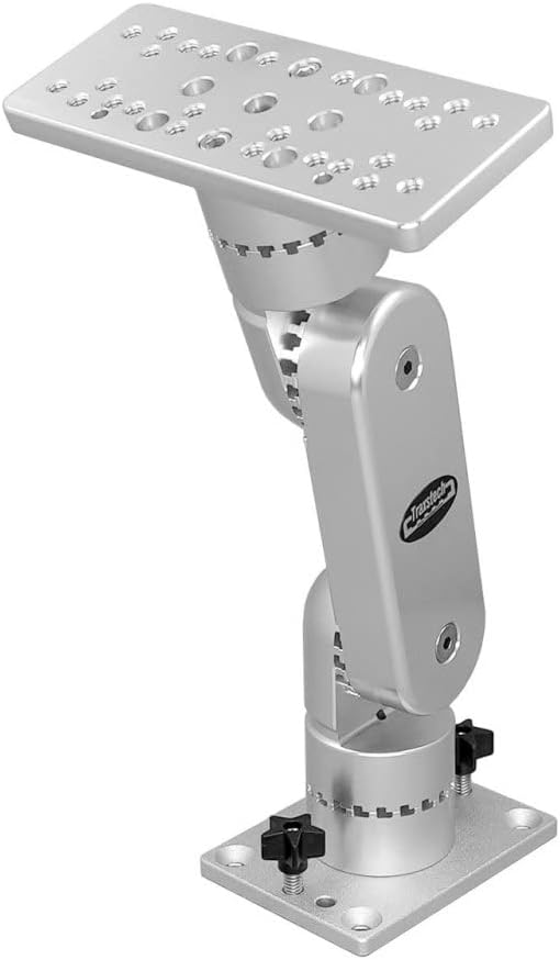 Traxstech Fishing Systems Dual Pivot Adjustable Electronics Mount on Lift & Turn Base for Track System