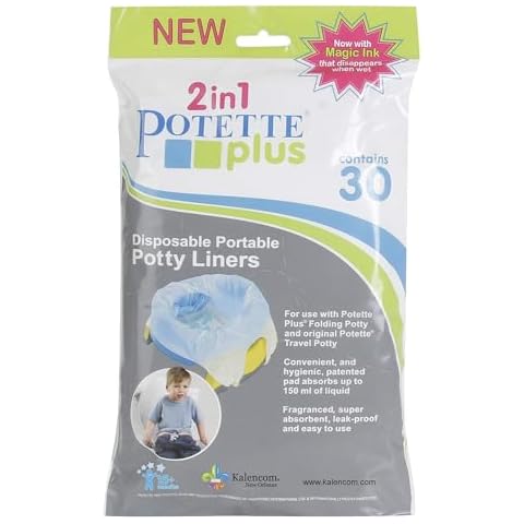Kalencom Potette Plus Potty Seat Liners - Disposable, Leakproof Liners for Travel Potty Seat - Fragranced to Absorb Odor - 30 Count Cover