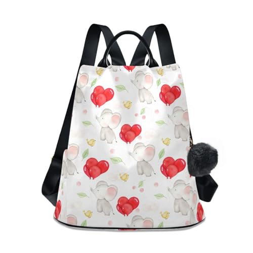 Sac à dos élégant pour femme blanc au design soigné motif éléphant
