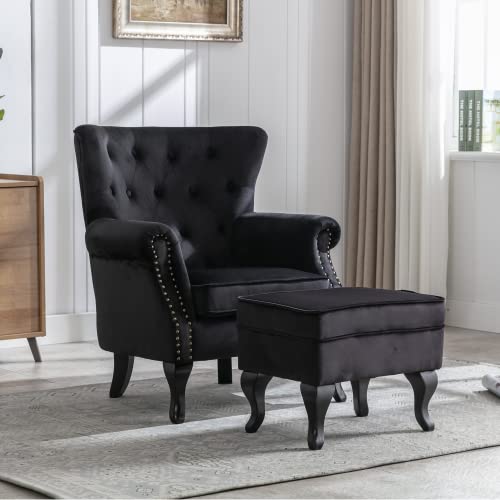 Sillón Plegable Terciopelo Negro miniatura 4