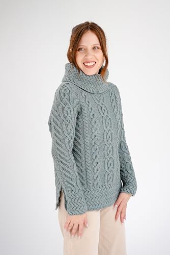 Image of SAOL Aran Irish Sweater for Women - Made of 100% Merino Wool - Ireland Fisherman Cable Knit Ladies Pullover