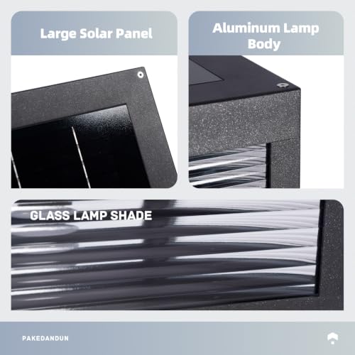 PAKEDANDUN Solar Post Light,11.81''x11.81'' Waterproof Column Pillar Lights Dusk to Dawn Modern Lamp Posts 3000K LED E26 Bulb Decoration Lantern for Garden Fence Patio Driveway — view 5