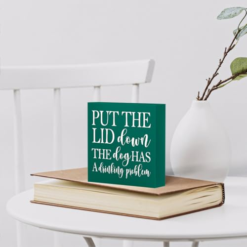 Funny-Bathroom-Quotes-Sign-Bathroom-Dog-Decor-for-Shelves-Humor-Toilet-Sign-Decorations-for-Home-Bedroom-Bathroom-Dining-Room-Tabletop-Bookshelf-5-X-5-Inch-Green Funny Bathroom Quotes Sign Bathroom Dog Decor for Shelves Humor Toilet Sign Decorations for Home Bedroom Bathroom Dining Room Tabletop Bookshelf 5 X 5 Inch Green