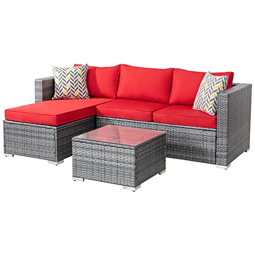 Shintenchi Patio Furniture Sets Outdoor Sectional Sofa Silver All