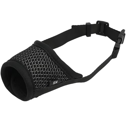 Maulkorb für Kleine Hunde mit Kurzer Schnauze, Weicher Nylon-Mundschutz mit atmungsaktivem Netz, verhindert Beißen, Fressen Bellen und Kauen, für Chihuahua und Französische Bulldogge (XS)