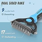 Dog-Grooming-Brush-and-Metal-Comb-Undercoat-Rake-for-Dogs-Grooming-Supplies-Dematting-Deshedding-Brush-for-Shedding-Cat-Brush-Deshedder-Brush-Dogs-Shedding-Tool-for-Long-matted-Haired-Pets-Blue