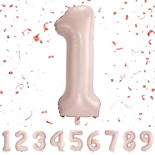 Ballons Chiffre de 1 ans - 101 CM Pastel Rose Ballon Anniversaire Décoration d'anniversaire Ballon Helium Anniversaire Ans Deco Anniversaire