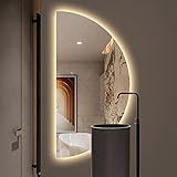 WYBB Badezimmerspiegel Halbe Runde LED Badspiegel mit Touch Schalter Dimmbar Beschlagfrei Dekospiegel für Schlafzimmer Eingangsbereich (Size : 70cm/28inch)