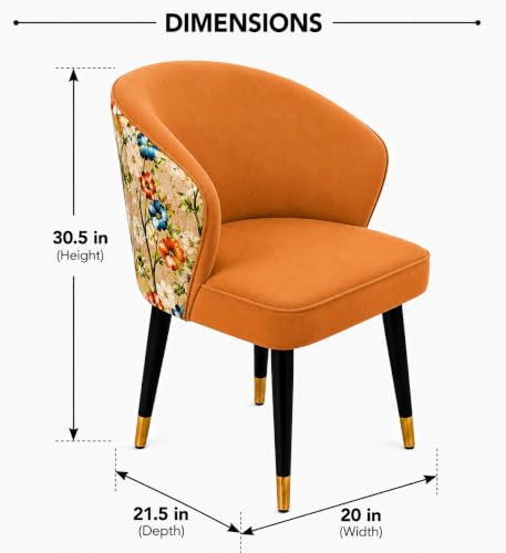 Image of WOODEN SPACE 4 Seater Wooden Dining Table Set | Urban Marble Top Dining Table with Chairs for Dining Room & Kitchen (Modern Classic Printed Mustard) (42 x 42 x 30 inch)