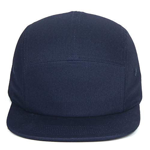 Image of 5 Panels Baseball Cap Classic Flat Bill Hat Cotton Short Flat Brim Caps