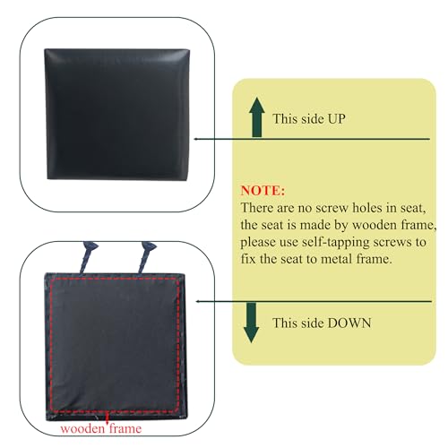 Set de 2 Butacos de Altura de Barra, Butacas de Cuero PU Negro con Reposapiernas y Patas de Metal Negro, Diseño Moderno Sin Brazos para Cocina o Barra (Altura de asiento 24.8") miniatura 6