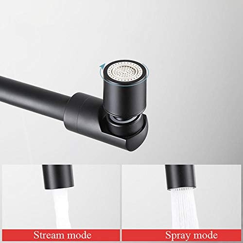 WallMounted Kitchen Faucet with Swivel Spray 2Handle Hot & Cold Water Mixer Black Brass Laundry Sink Tap Dual Function for Kitchen & Laundry Use