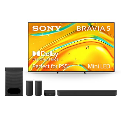 Image of Sony BRAVIA 5 65" 4K Mini LED Smart TV (K-65XR50, 2025) & BRAVIA Theater System 6 5.1ch Home Theater Soundbar with Subwoofer Bundle