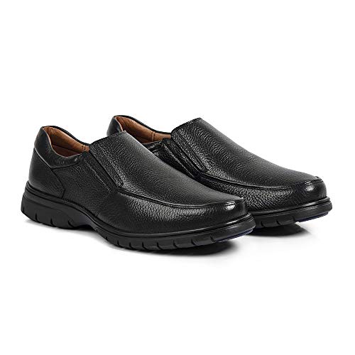 Sapato Linha Extremo Conforto Couro Floater Sem-stress Medical Line - 0501 - Preto Cor:Preto;Tamanho