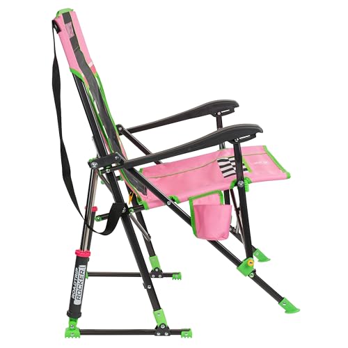 Silla Mecedora Plegable para Camping y Deportes GCI Outdoor NASCAR Roadtrip Rocker con Reposabrazos Duraderos y Porta Bebidas, Rosa miniatura 4