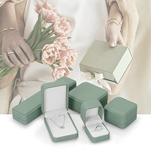 Velvet Necklace Box Necklace Gift Box Velvet Interior Pendant Case Long Chain Display Storage Case for Wedding Birthday Mother's Day Gifts (Green)