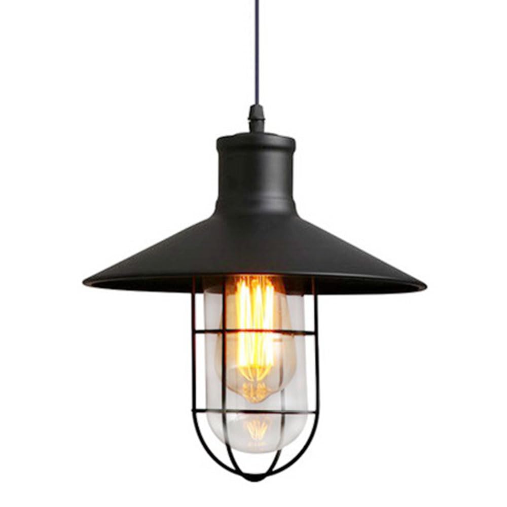Lampe suspendue E27 industrielle noire luminaire de plafond