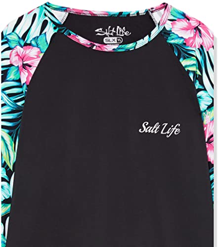 Salt Life Girl's Blue Hawaiian Youth Long Sleeve Performance Shirt2