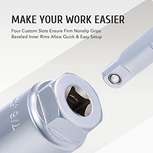 Omt 7Pc Oxygen Sensor Socket Set, O2 Sensor Removal Kit, Oil Pressure Sensor Socket Wrench Set With 22Mm 27Mm 29Mm Sockets 1/2" 3/8" Drives, Oxygen Thermal Oil Pressure Sensor Removers #TOP5