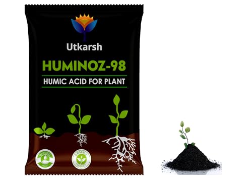 UTKARSH Huminoz-98 Humic Acid (98%) for Plant Growth | Plant Fertilizer | Growth Enhancer, Soil Conditioner, Improves Plant Root System | Pack of 3 (900gm) 1
