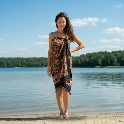 GURU SHOP Bali Sarong, Wandbehang, Wickelrock, Sarongkleid - Celtic Braun, Herren/Damen, 160x110 cm