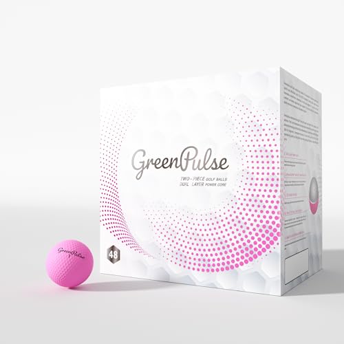 GREENPULSE Drive+ Distance Golf Balls 2-Piece Soft Feel with Low Spin Design for Maximum Distance (Pink 48 Pack)