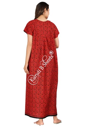 Image of Kuruti B Sheets Nighty for Women Cotton Combo (Pack of 2 Pcs) Nighty Gown Round Neck Short Sleeves Free Size