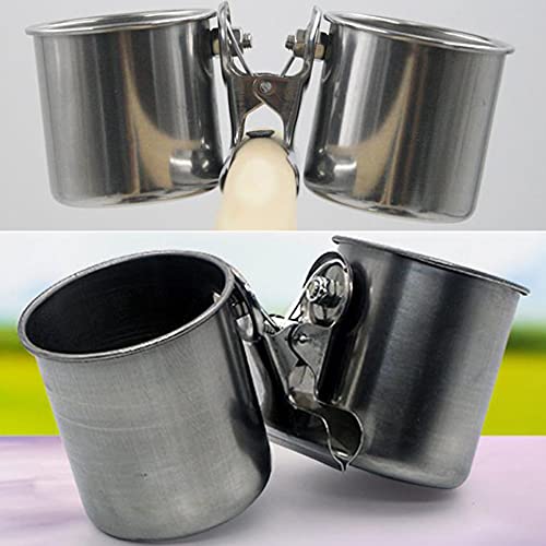 Bird Cage Feeder 2 Clip on Bird Feeders Animal Food Water Cup Stainless Steel Bird Food Water Bowl with Clip Holder - Image 6