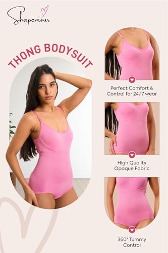 Image of SHAPEMOUR Thong Bodysuit for Women, Slimming Design Shapewear for Women, Tummy Control Body Shaper with Silicone Grip, No Steel Bones for All Day Comfort, Seamless Sculpting Bodyshaper