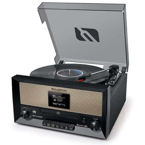 Muse MT-110DAB Tocadiscos con sistema estéreo integrado | Reproductor de vinilo vintage | Bluetooth | Compatible con Smartphone | Kit completo de Platino Vinilo Retro | Radio Dab, etc.