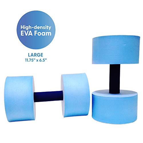 Sunlite Sports High-Density EVA-Foam Dumbbell Set - Soft Padded - Water Aerobics, Aqua Therapy, Pool Fitness, Water Exercise - Multiple Sizes (Blue Large)